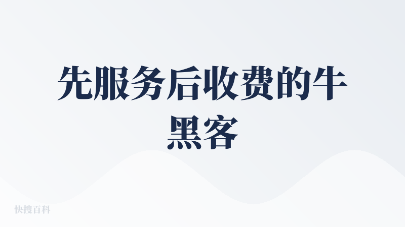 先服务后收费的牛黑客