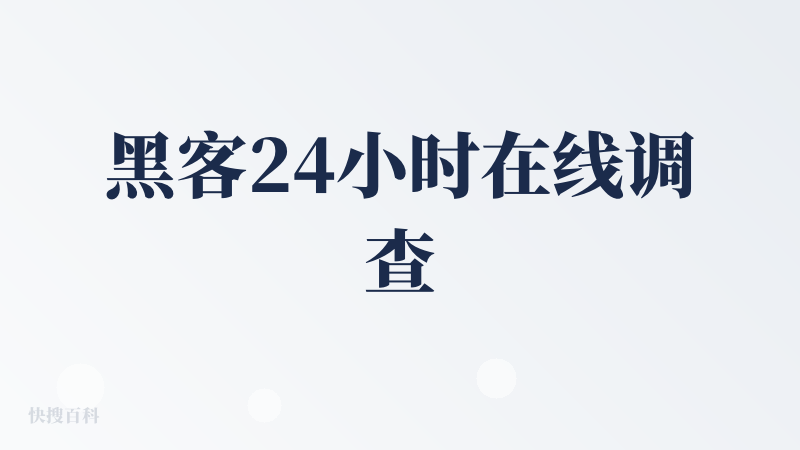 黑客24小时在线调查
